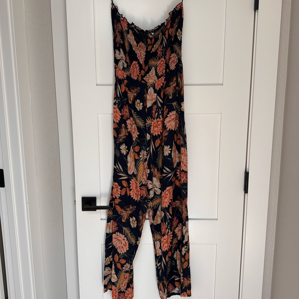Floral Jumpsuit in Black and Orange